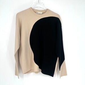 Tory Burch Sweater Womens M Colorblock Jumper Crewneck Two Tone